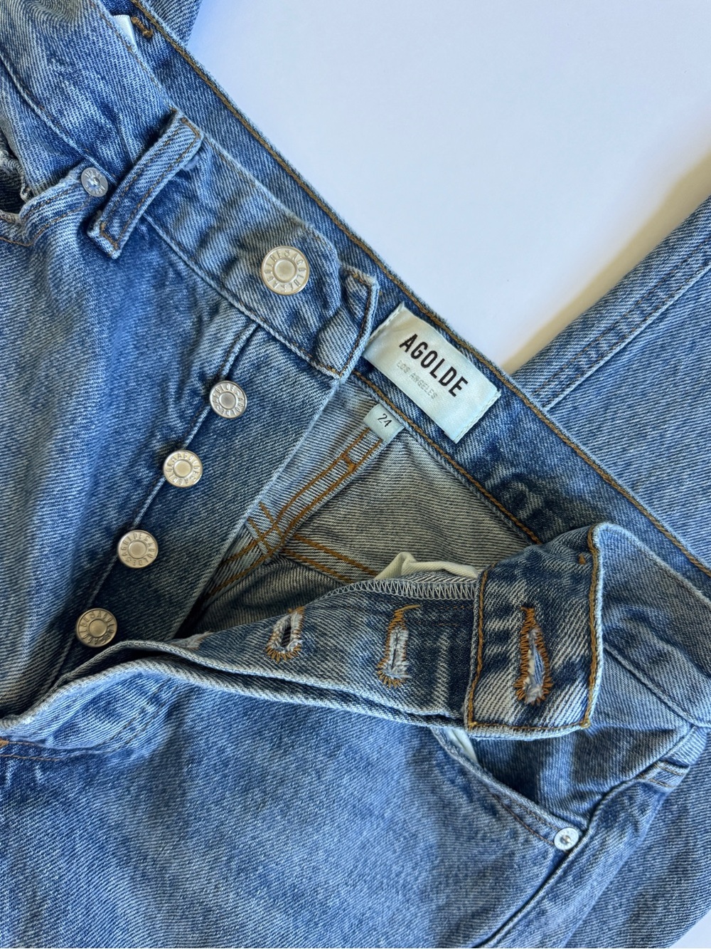 Agolde High-Rise Straight Leg Blue Denim Jeans